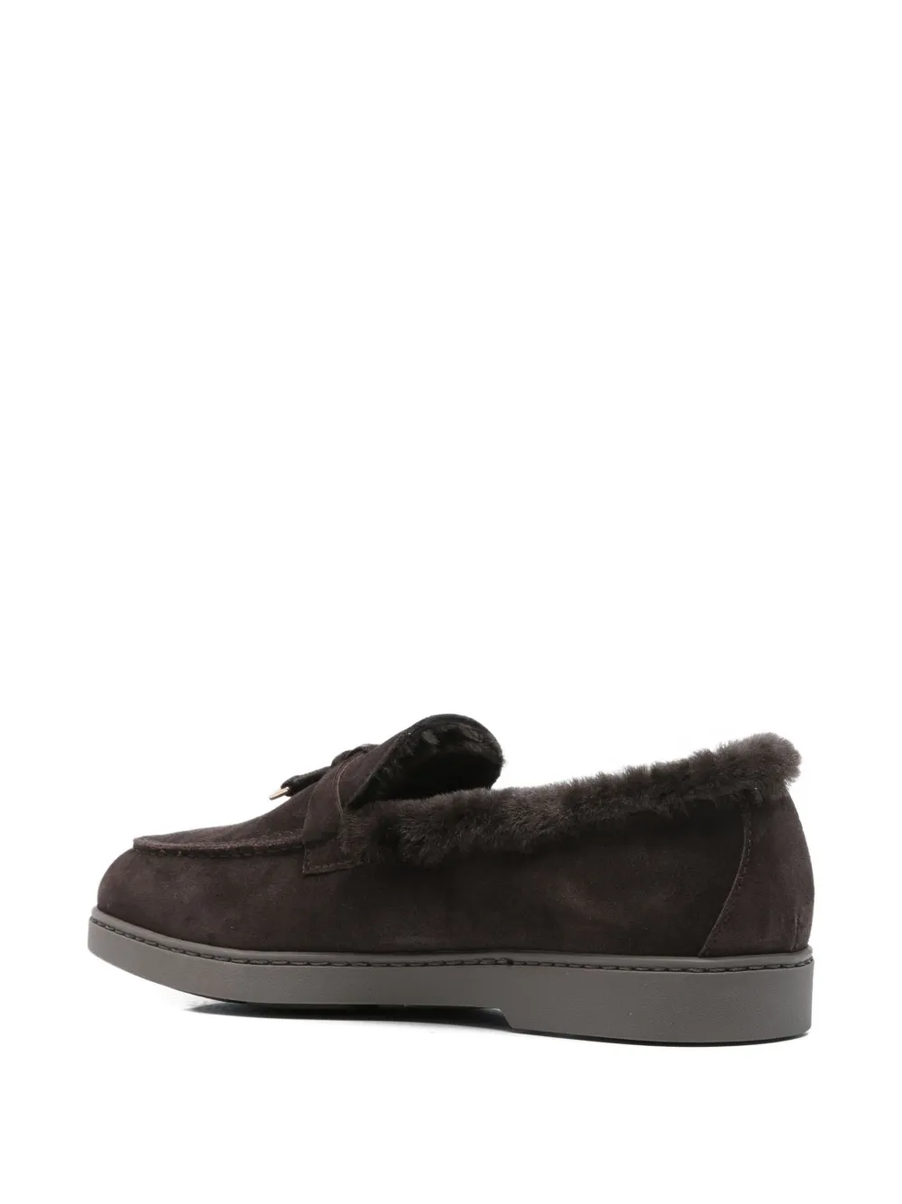 Doucal's tassel-embellished suede loafers Brown