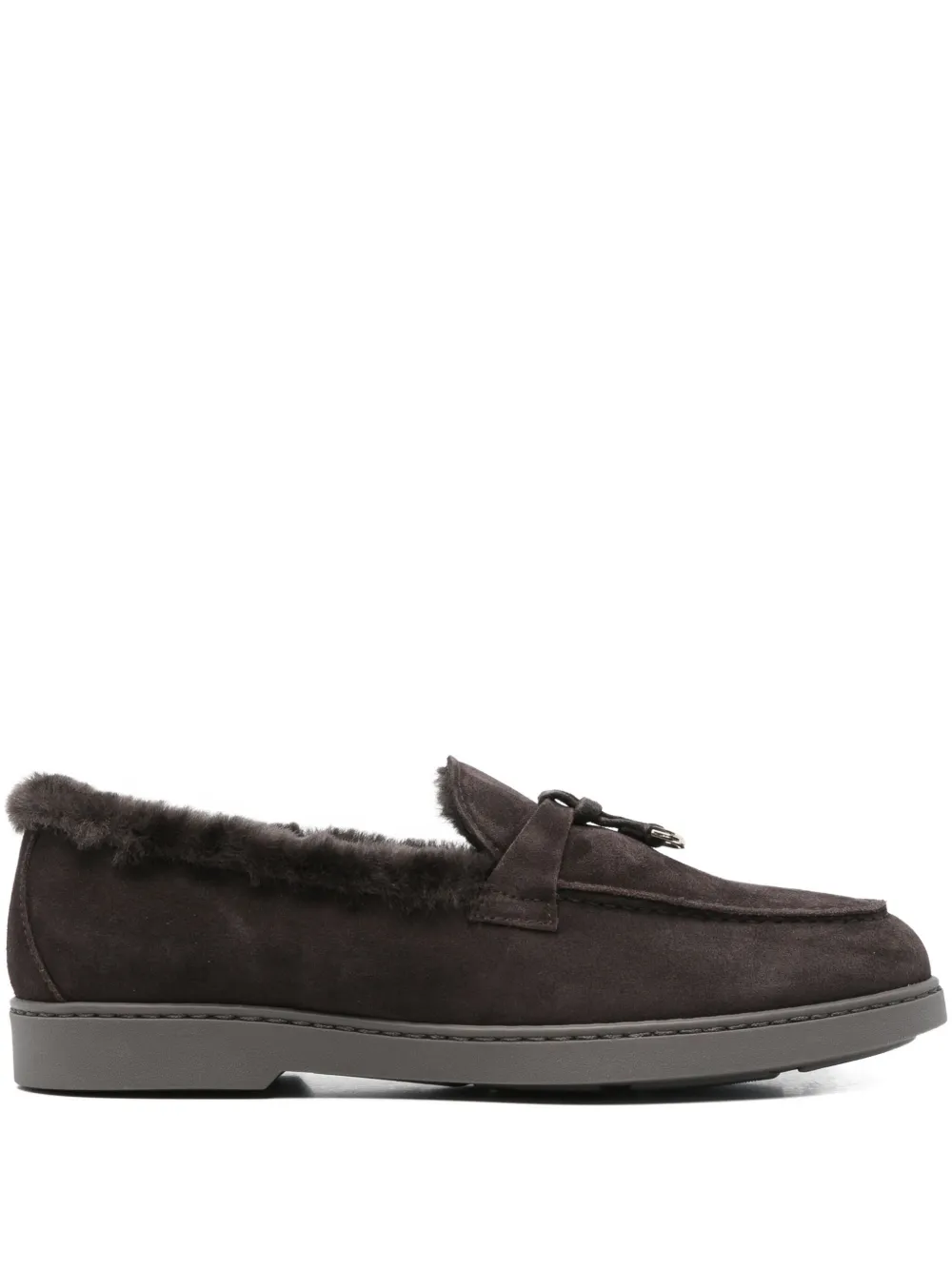 Doucal's tassel-embellished suede loafers Brown