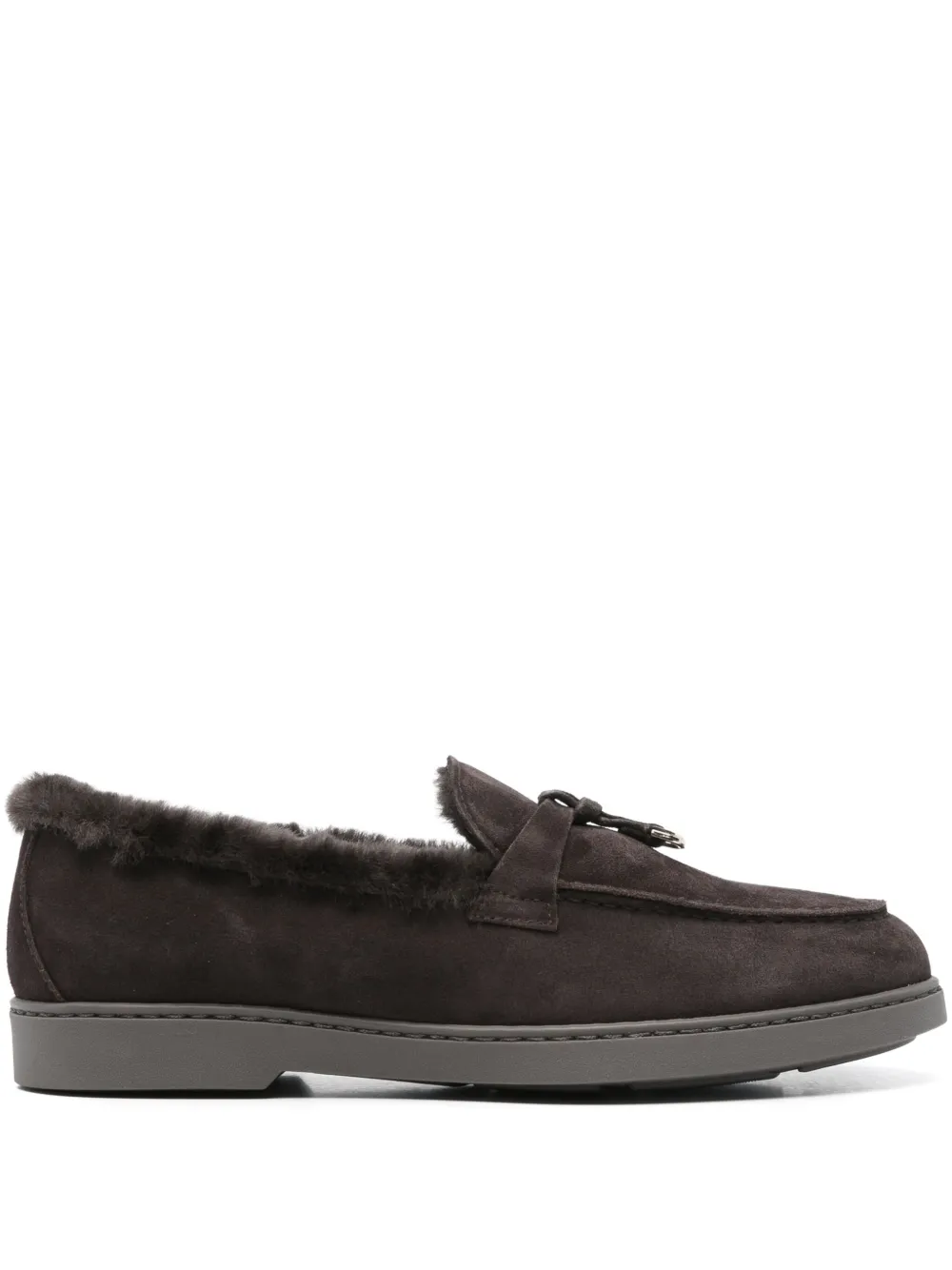 Doucal's tassel-embellished suede loafers Brown