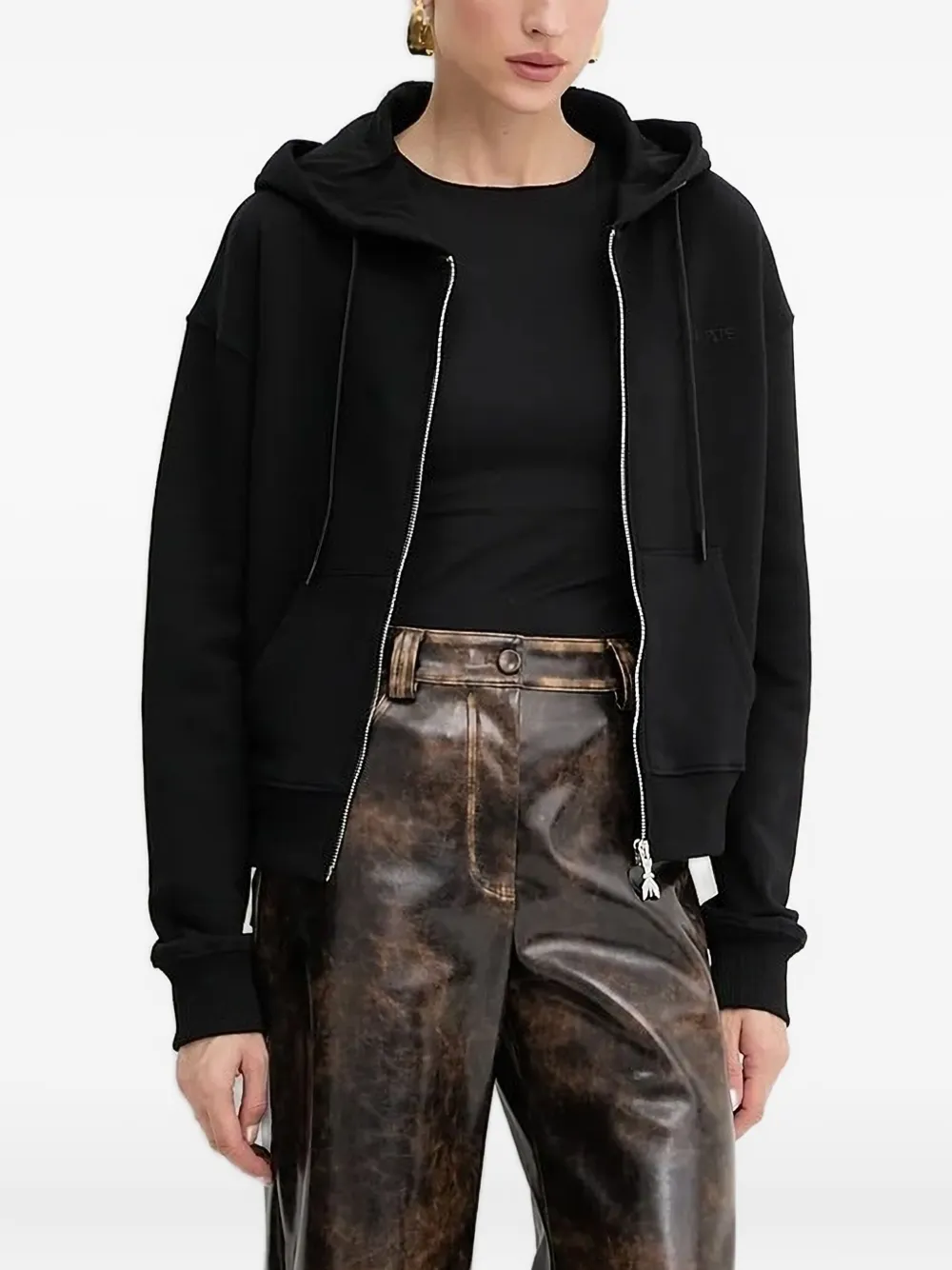 Patrizia Pepe zip-up hooded top Zwart