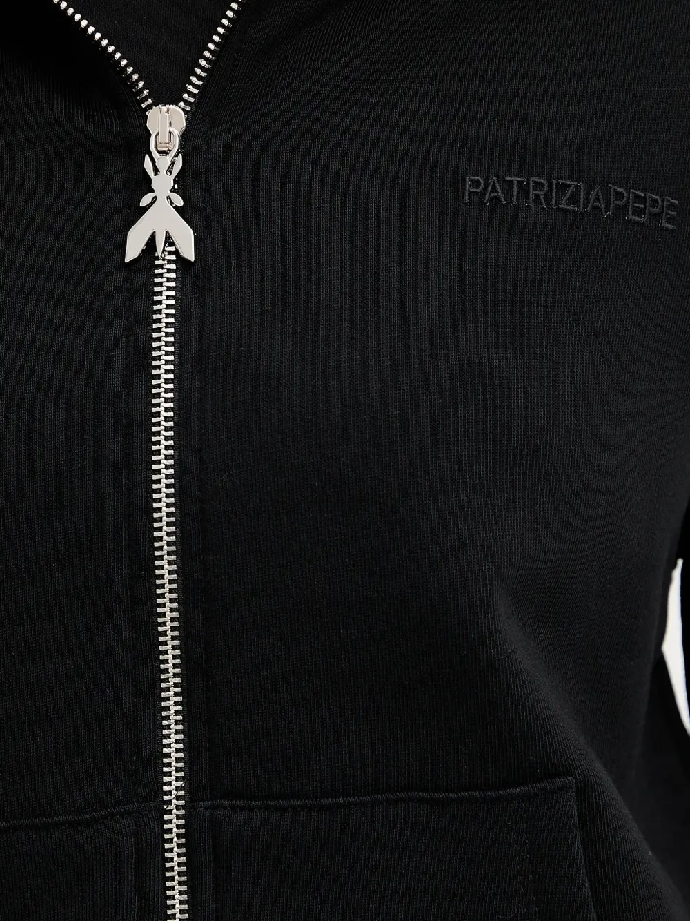 Patrizia Pepe zip-up hooded top Zwart