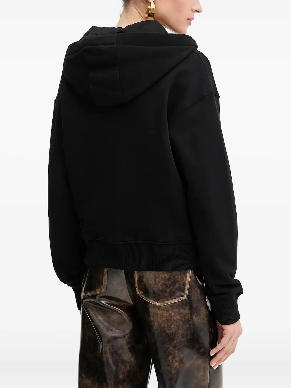 Patrizia Pepe zip-up hooded top Zwart