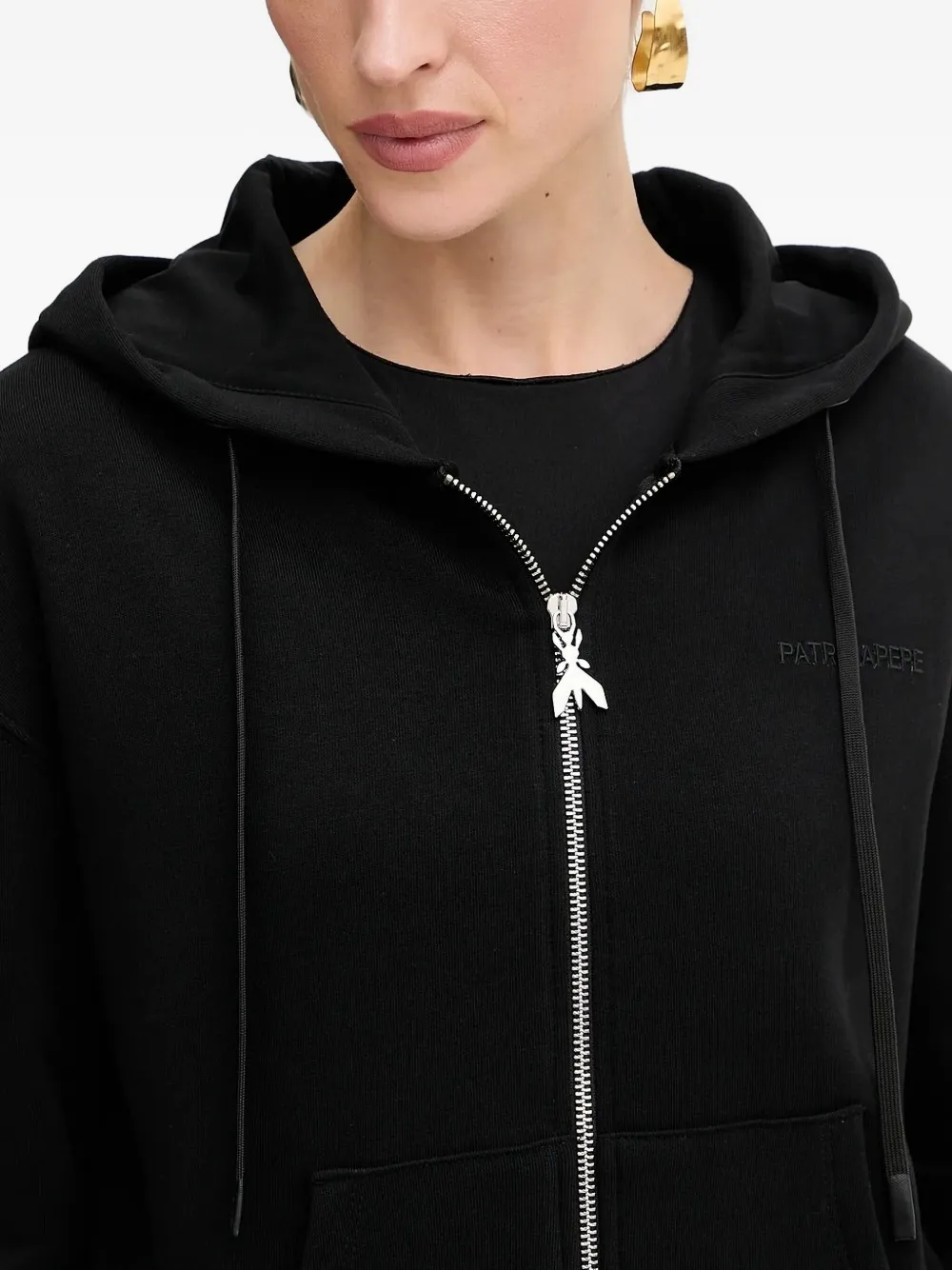 Patrizia Pepe zip-up hooded top Zwart