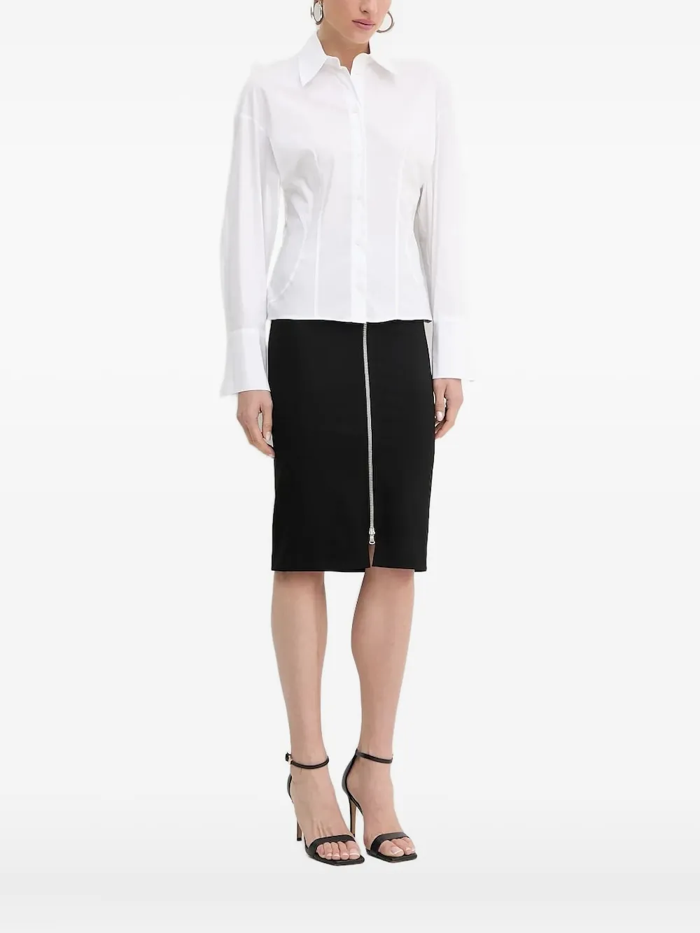 Patrizia Pepe Button-up blouse met aansluitende manchetten Wit