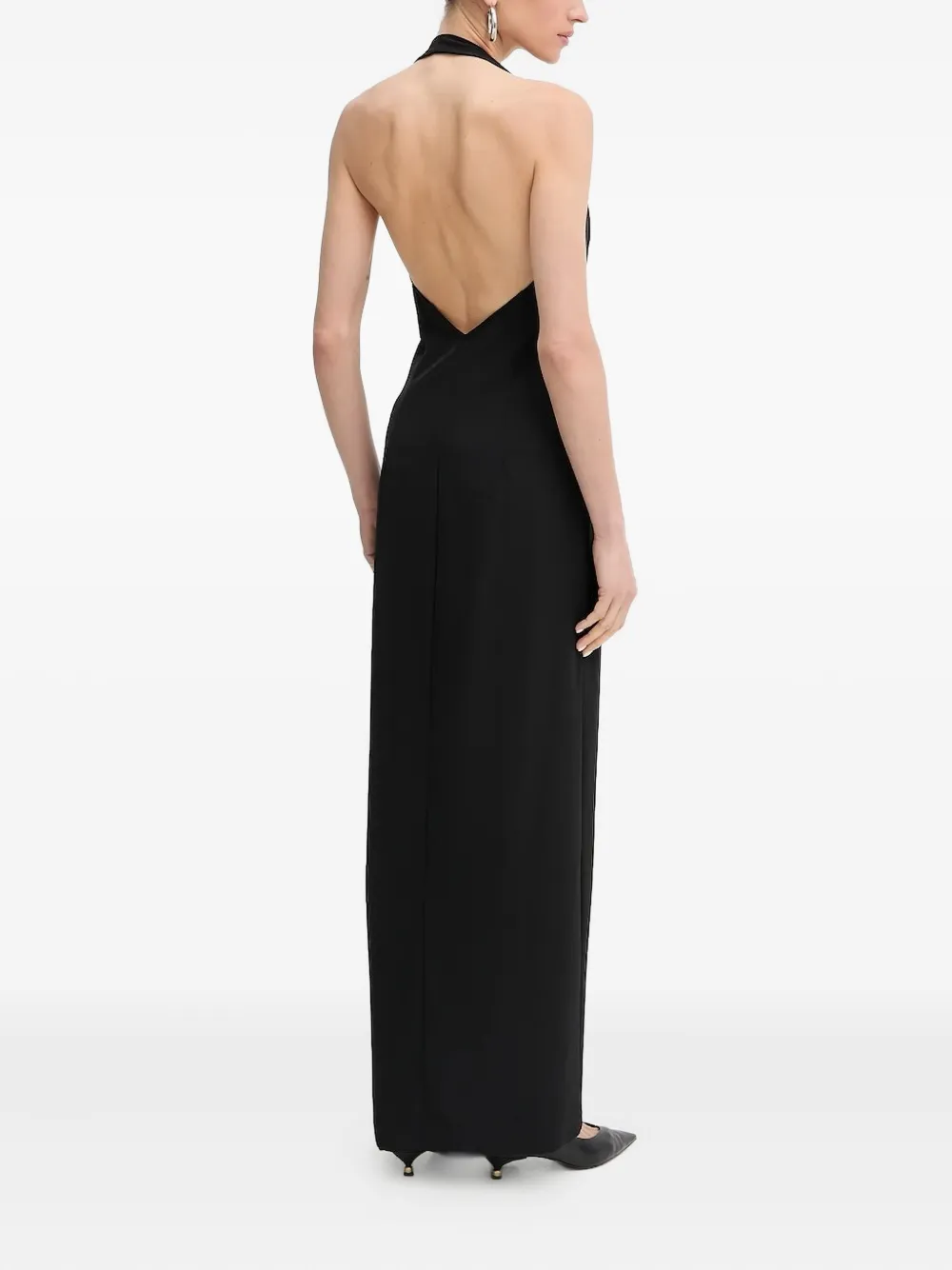 Patrizia Pepe Maxi-jurk met halternek en insecten detail - Zwart