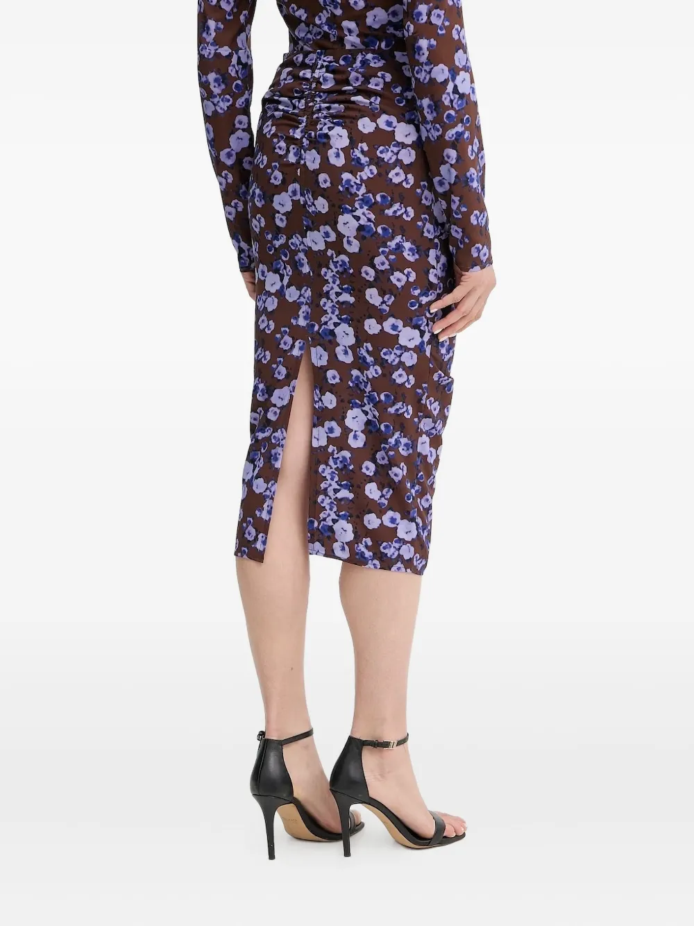 Patrizia Pepe floral-print midi skirt Bruin