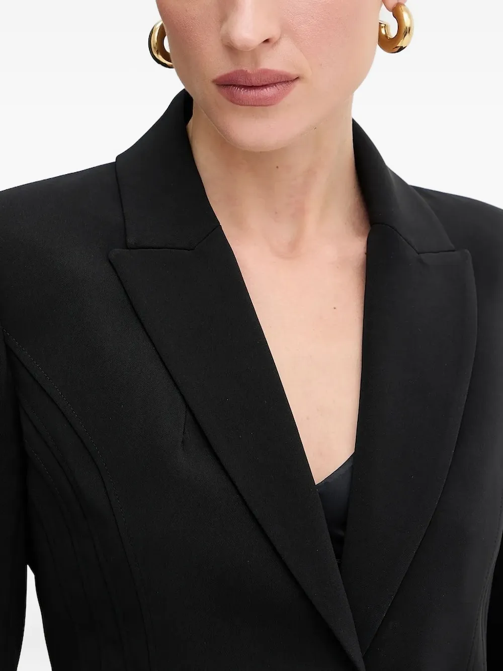 Patrizia Pepe belted buckle blazer Zwart