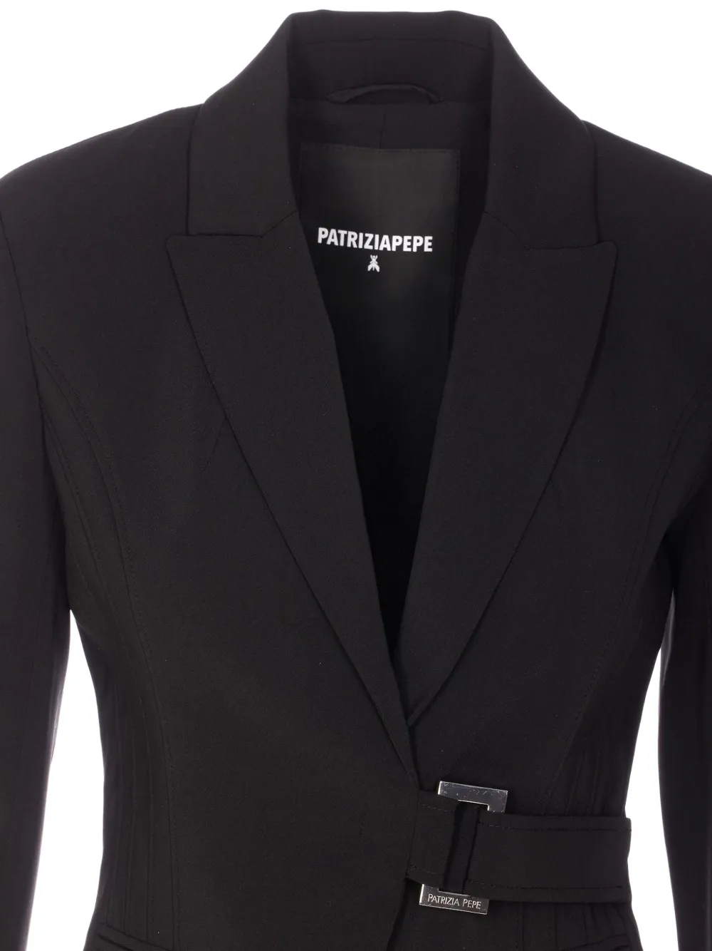 Patrizia Pepe Blazer met ceintuur en gesp Zwart