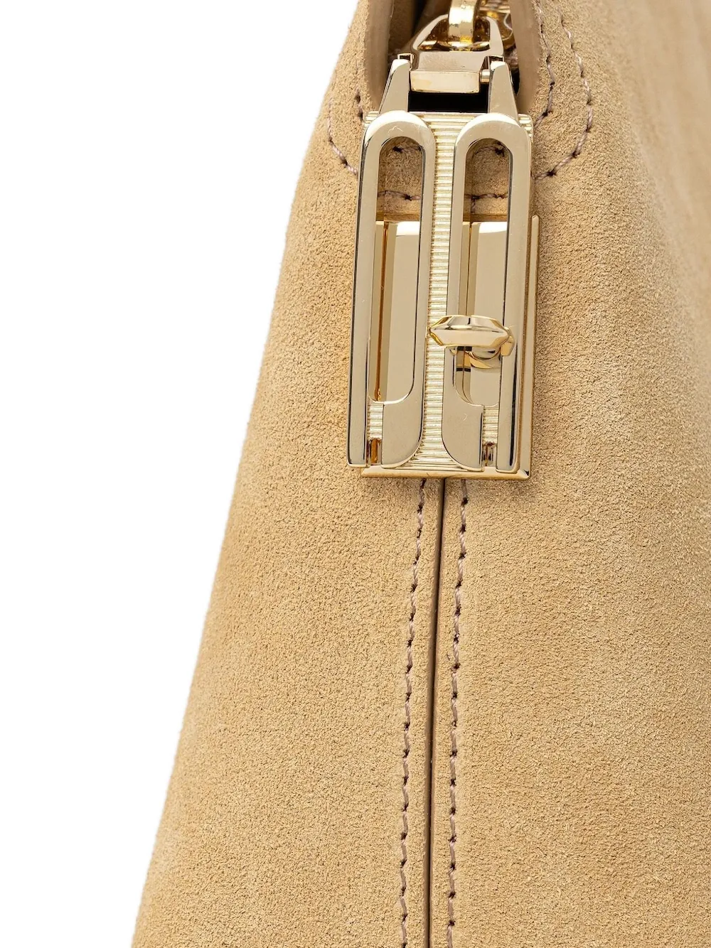 Victoria Beckham suede panelled clutch bag Beige