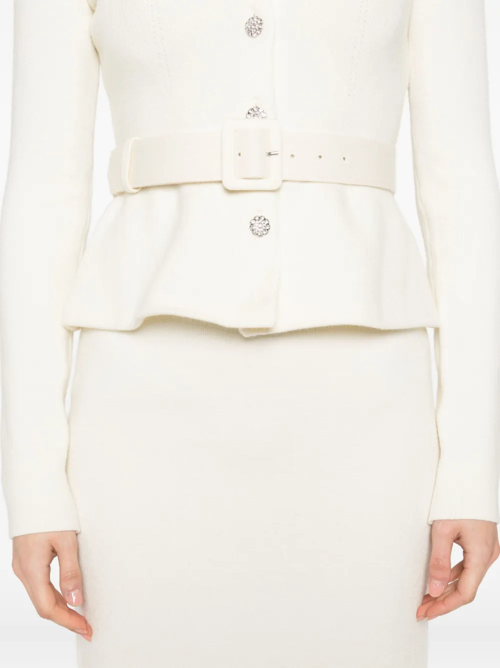 Self-Portrait embellished belted dress Wit