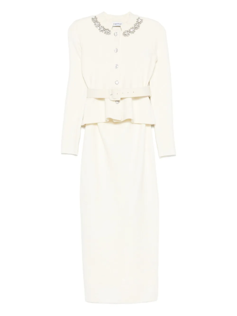 Self-Portrait embellished belted dress Wit