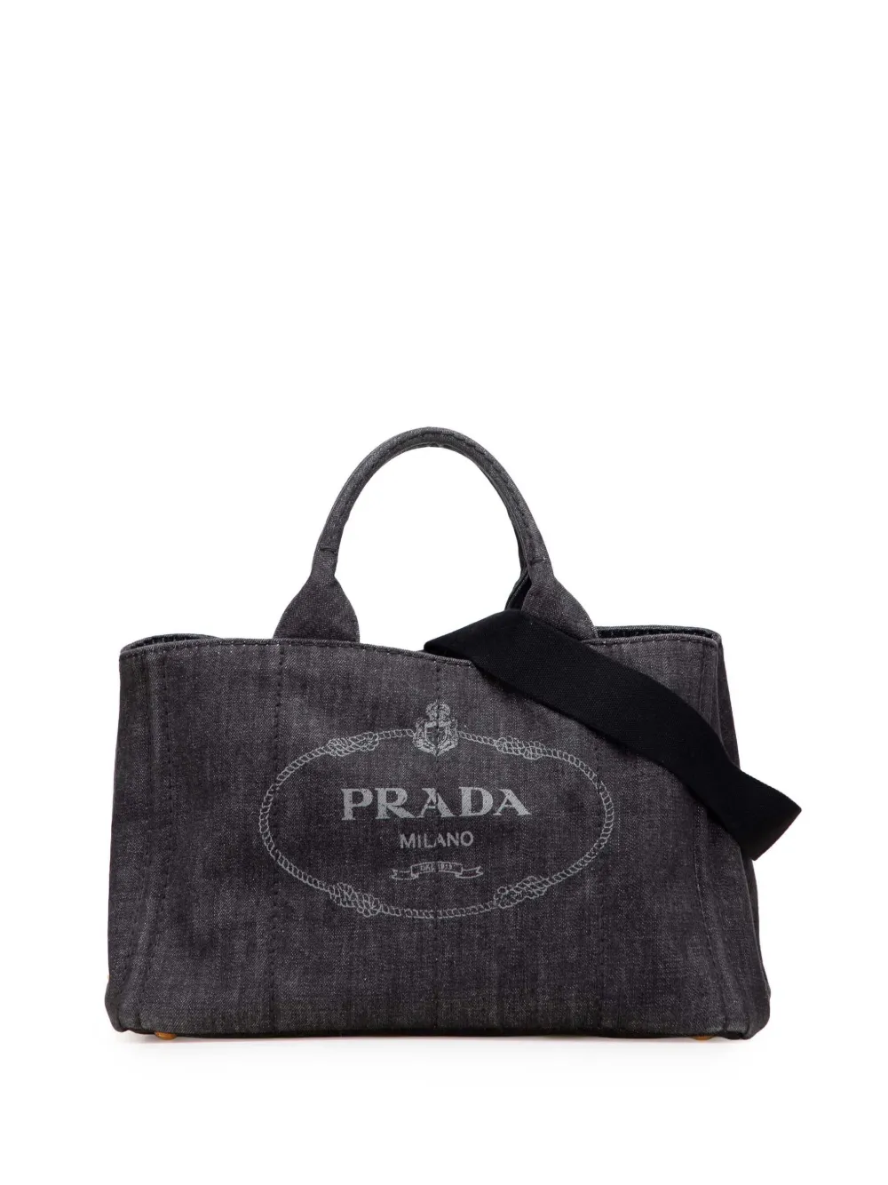 Prada Pre-Owned 2013-2025 Denim Canapa Logo satchel - グレー Prada Pre-Owned 2013-2025 Denim Canapa Logo satchel - グレー