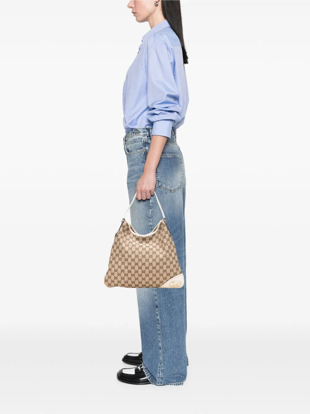Pre-owned Gucci 2016-2025 Gg Canvas New Britt Hobo Bag
