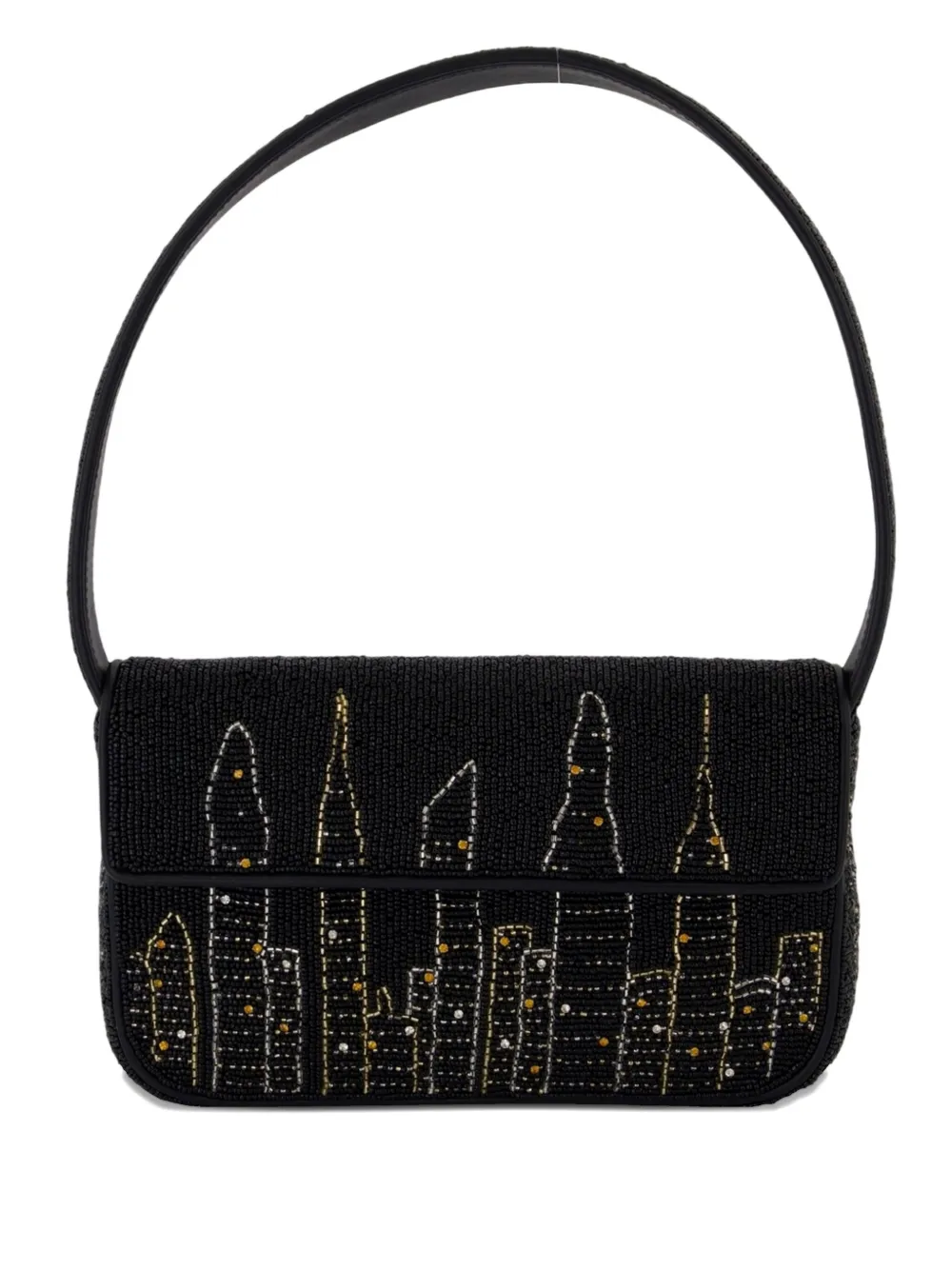 Staud Tommy Beaded Skyline Shoulder Bag In Black