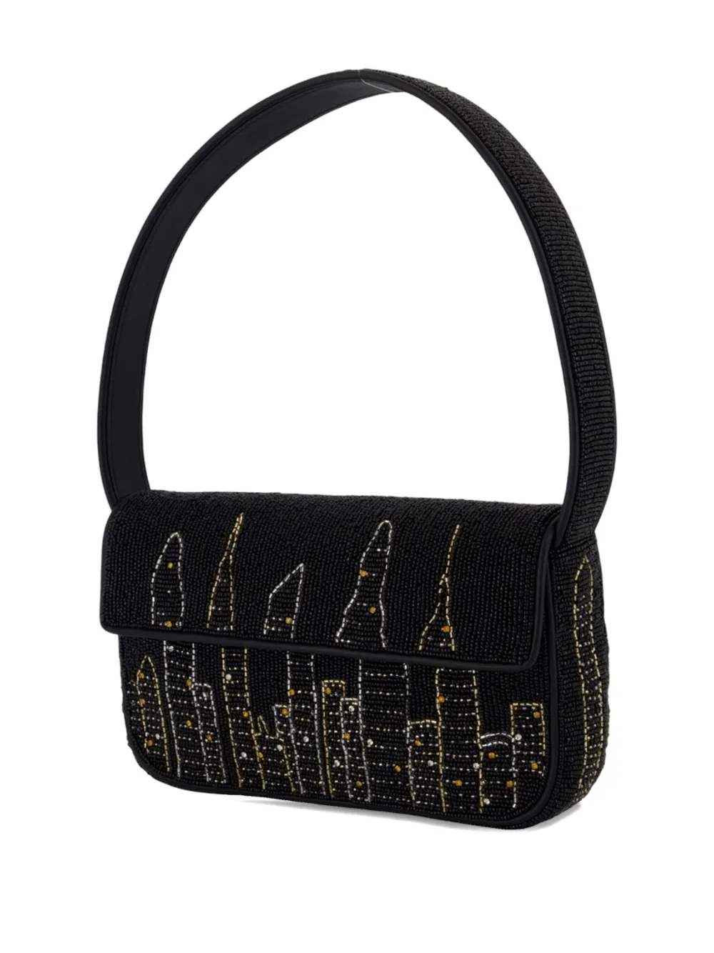 Staud Tommy Beaded Skyline Shoulder Bag In Black