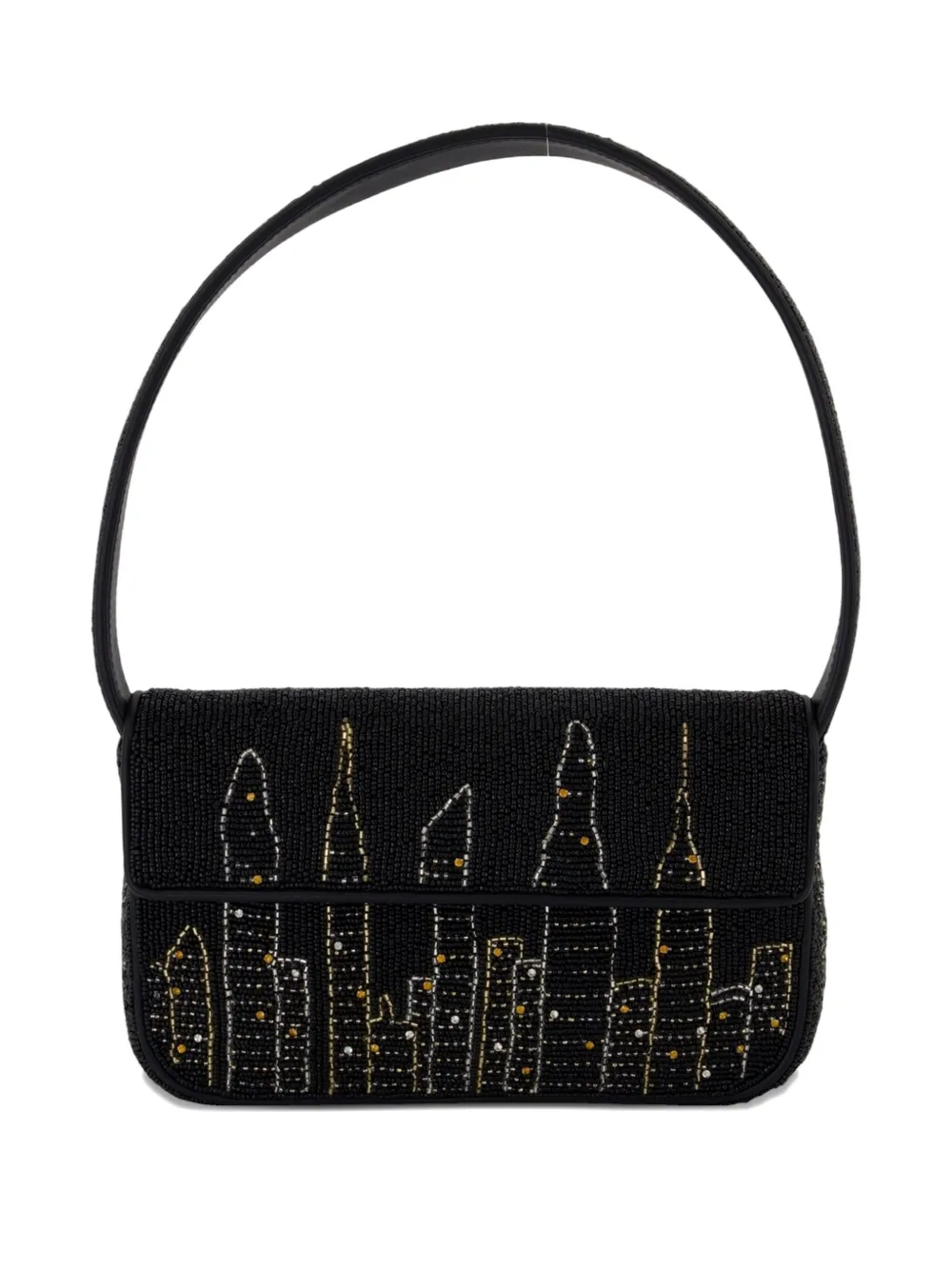 Staud Tommy Beaded Skyline Shoulder Bag In Black