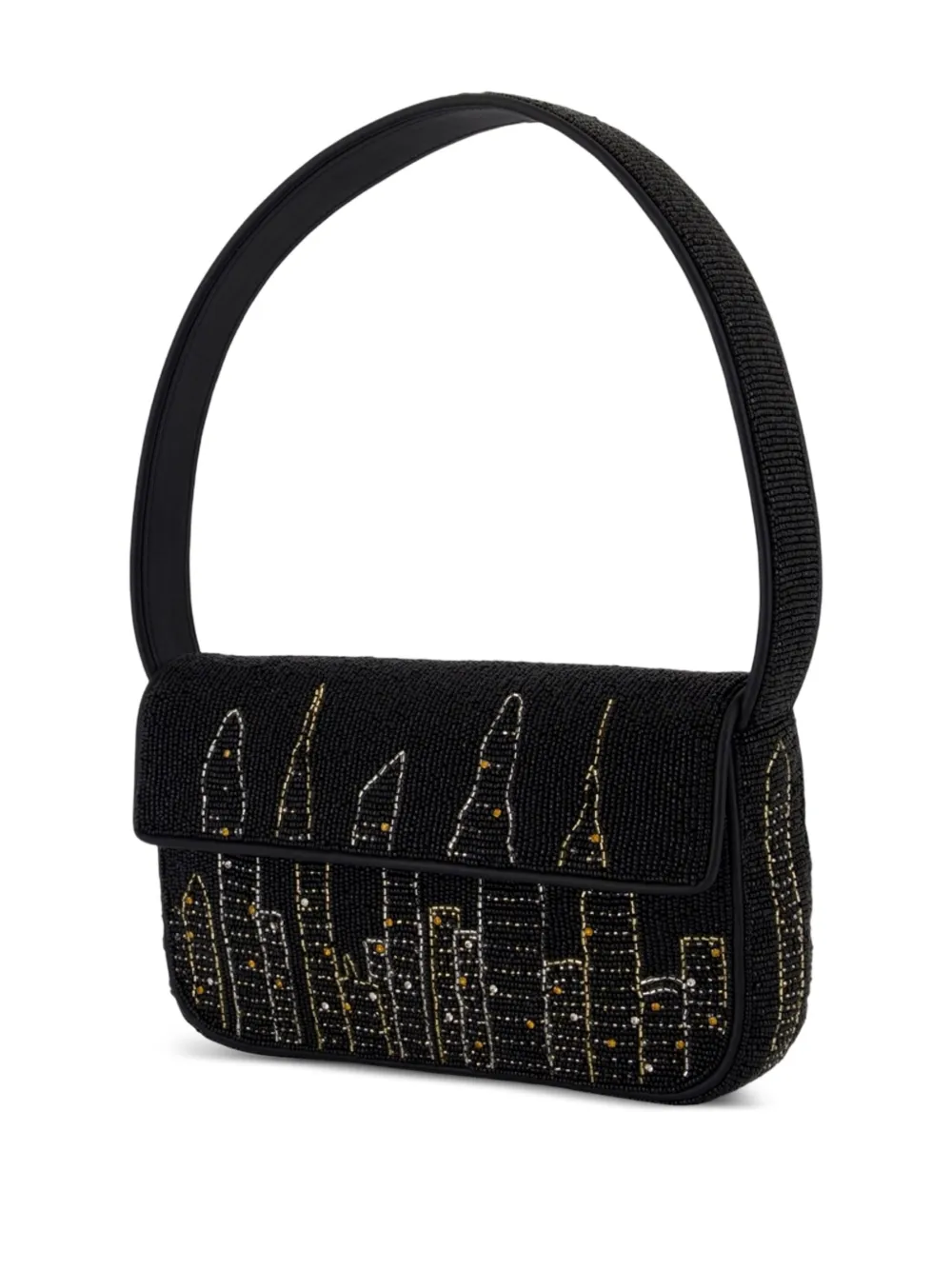 STAUD Tommy beaded skyline shoulder bag Zwart
