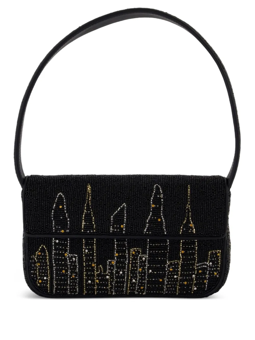STAUD Tommy beaded skyline shoulder bag Zwart