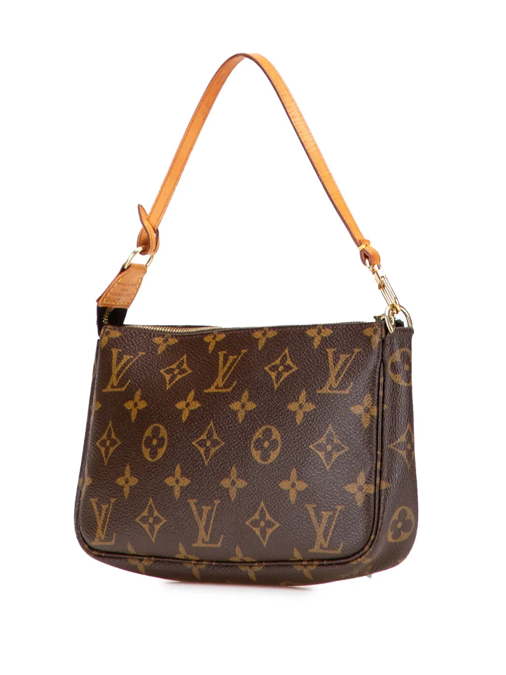 Pre-owned Louis Vuitton 2001 Monogram Pochette Accessoires Shoulder Bag In Brown