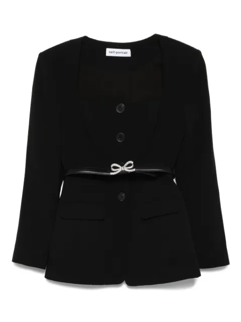 Self-Portrait bow-embellished belted jacket