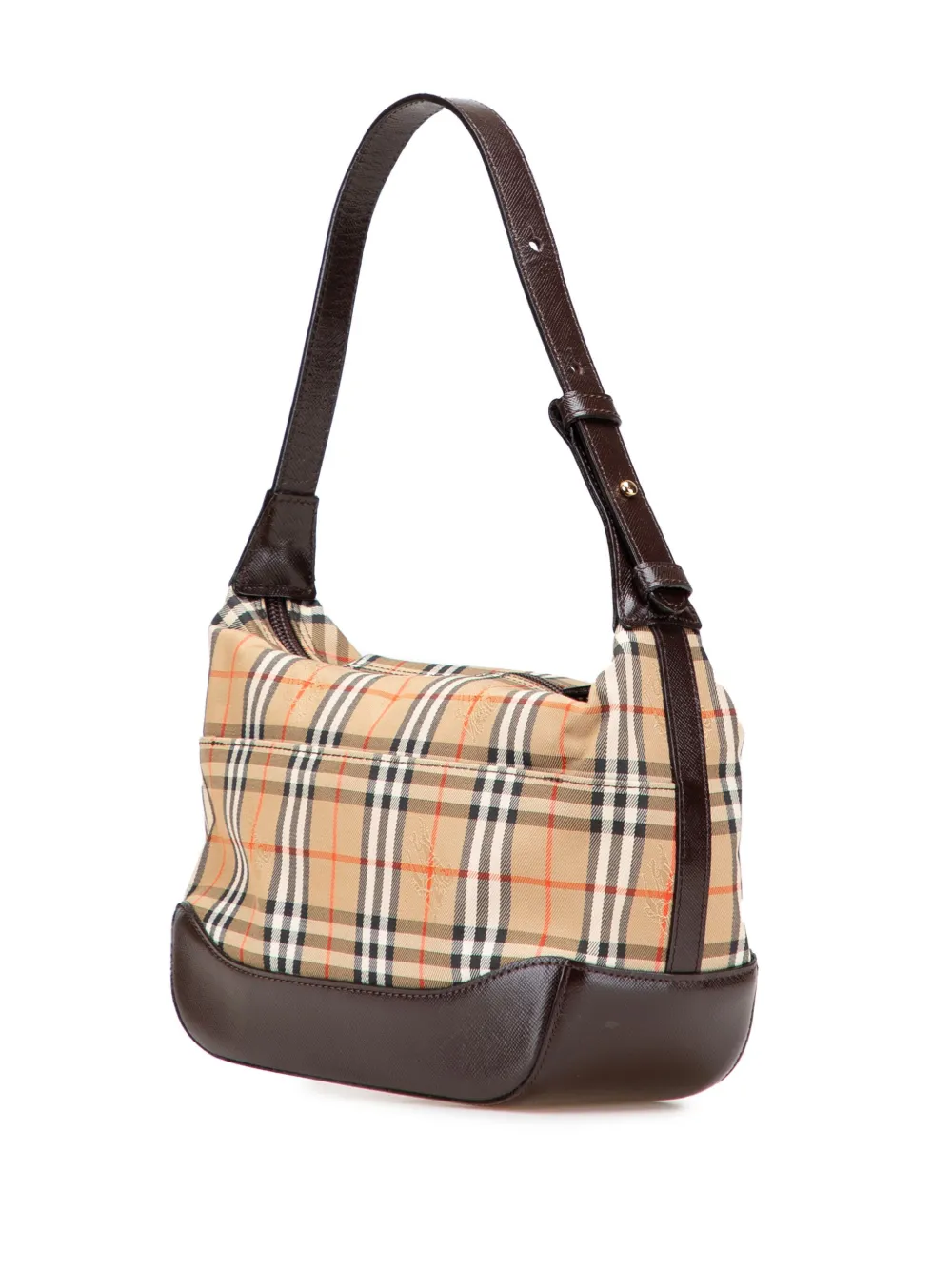 Pre-owned Burberry 2000-2017 Haymarket Check Canvas Shoulder Bag In Brown