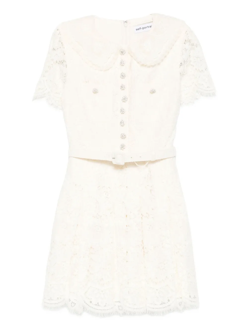 Self-Portrait lace embellished collar dress | Neutrals | Image 1