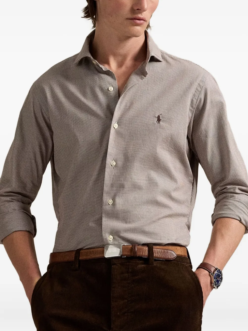 Polo Ralph Lauren Overhemd van katoenblend met gingham-ruit Bruin