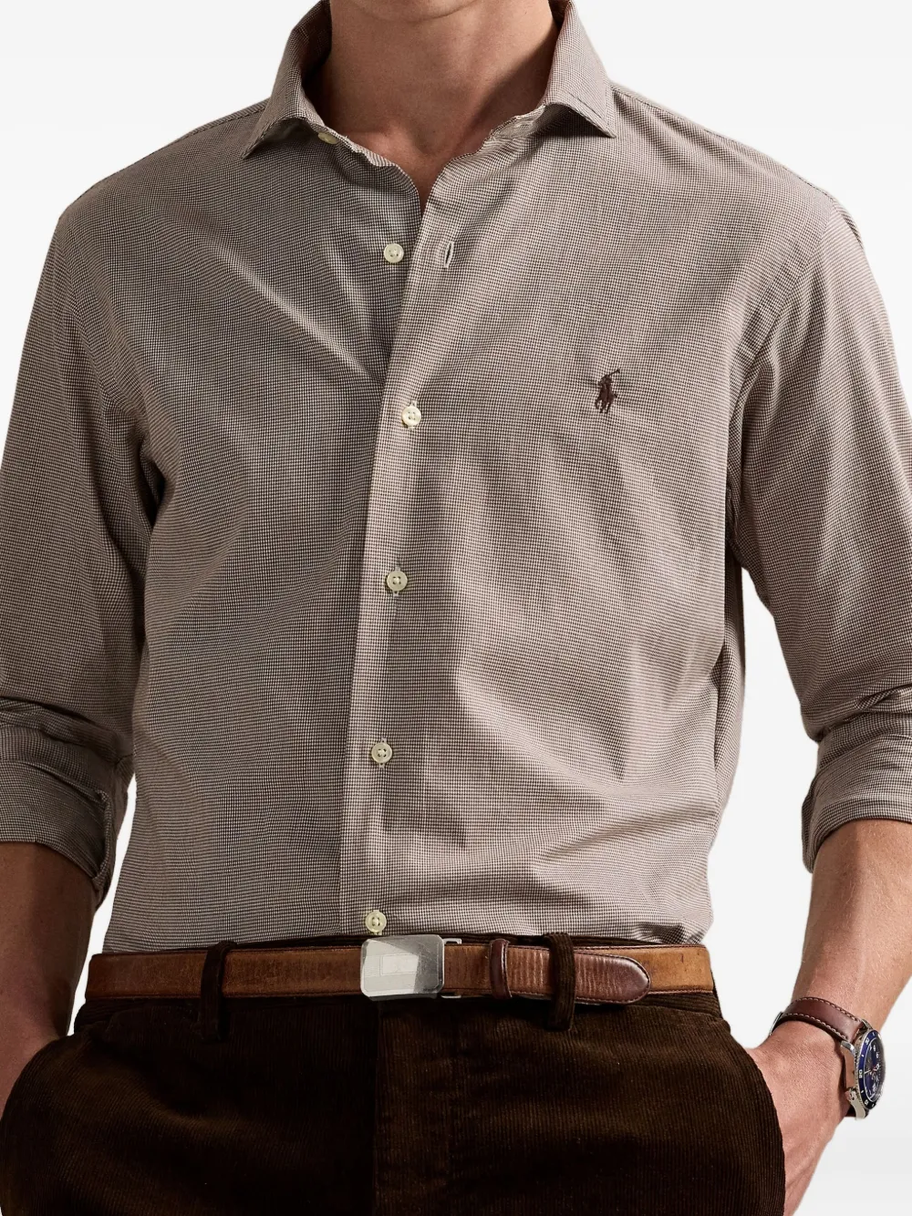 Polo Ralph Lauren Overhemd van katoenblend met gingham-ruit Bruin