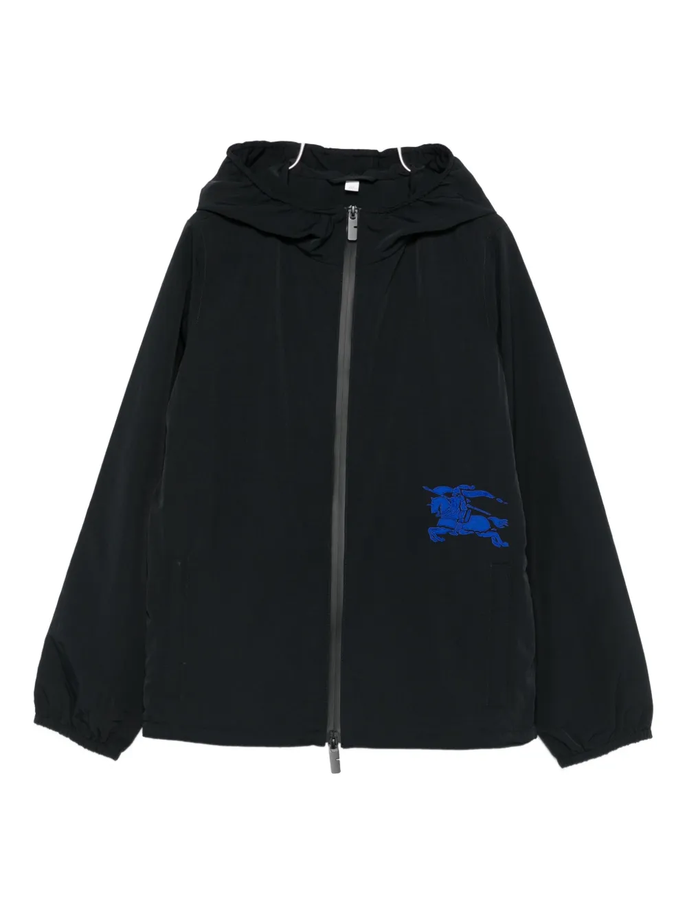 Burberry Kids embroidered-logo hooded jacket Zwart