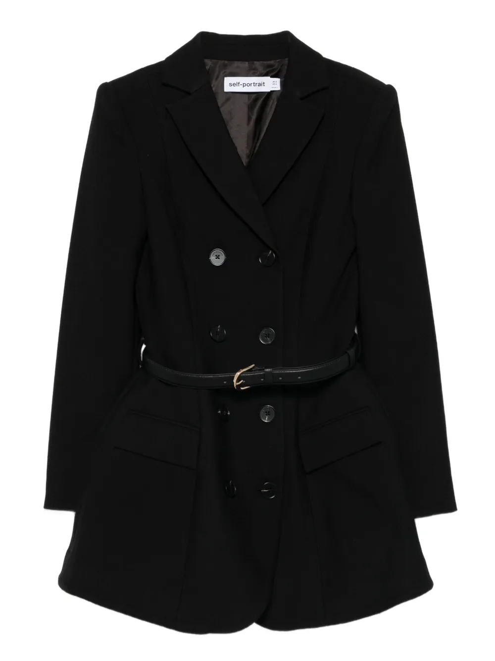 Self-Portrait belted double-breasted dress | Black | Image 1