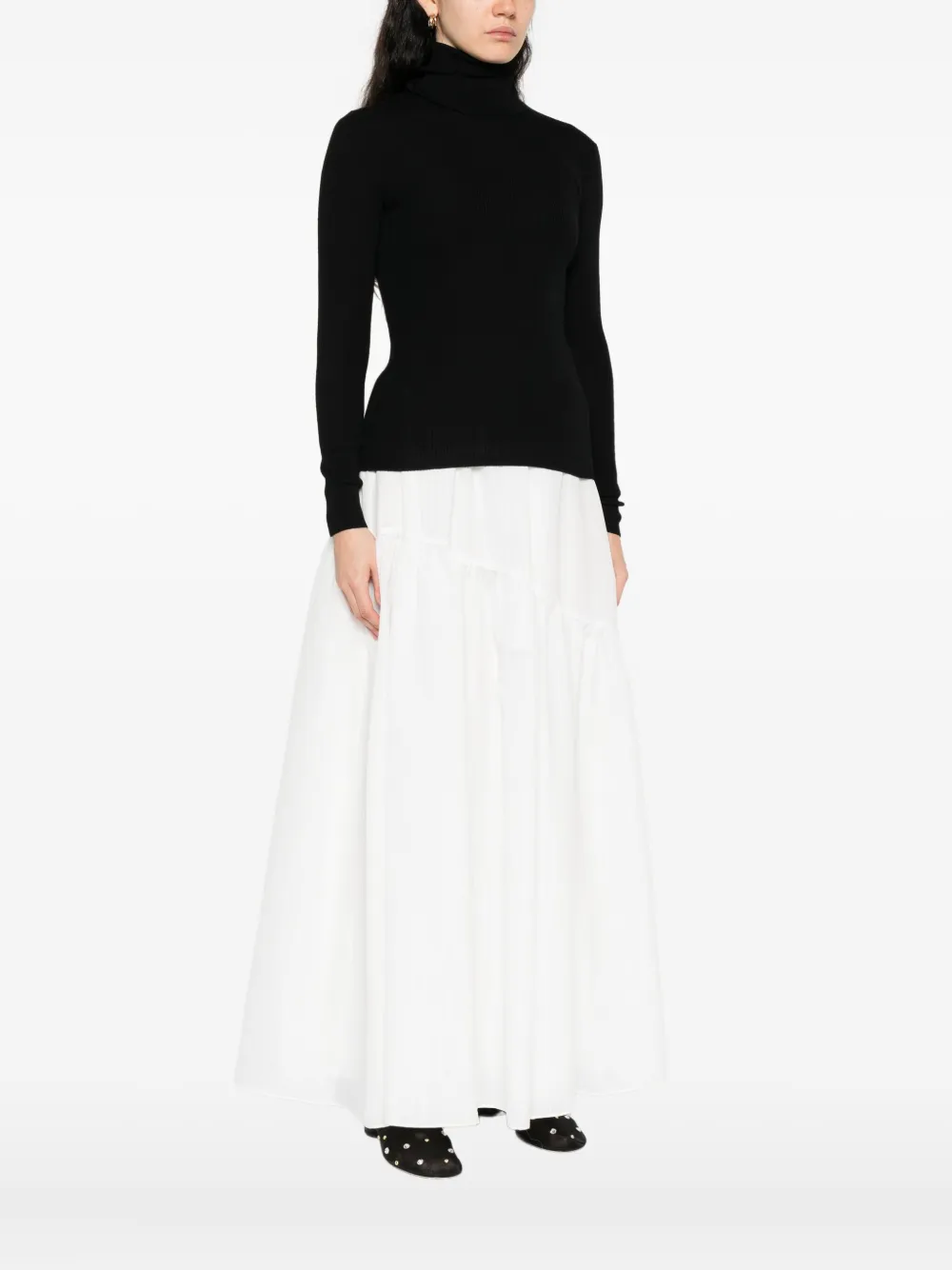 P.a.r.o.s.h Ribbed Turtleneck Top In Black