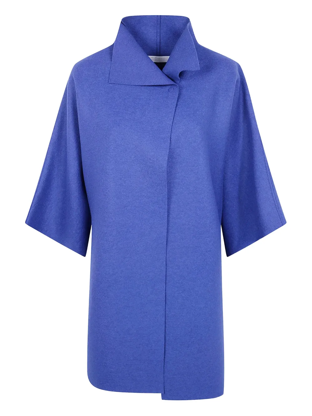 Harris Wharf London mantle folded-collar short-sleeve coat Blauw