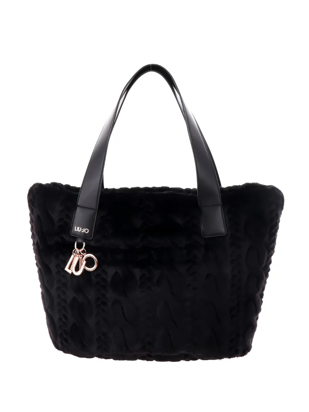 Liu •jo Large Cable-knit Tote Bag In Black