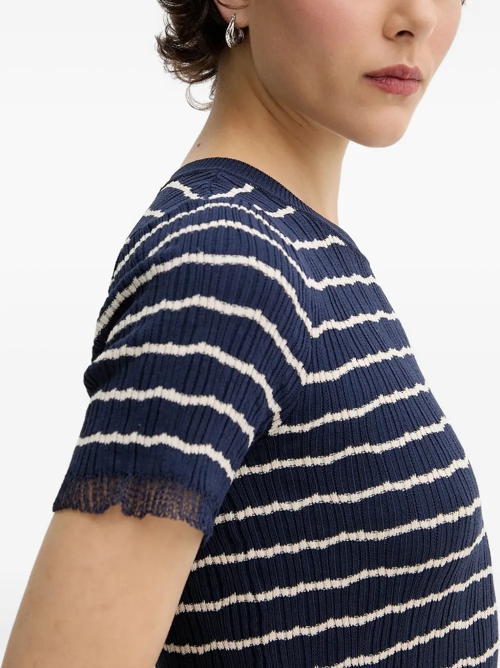 rag & bone striped frilled-sleeve top Blauw