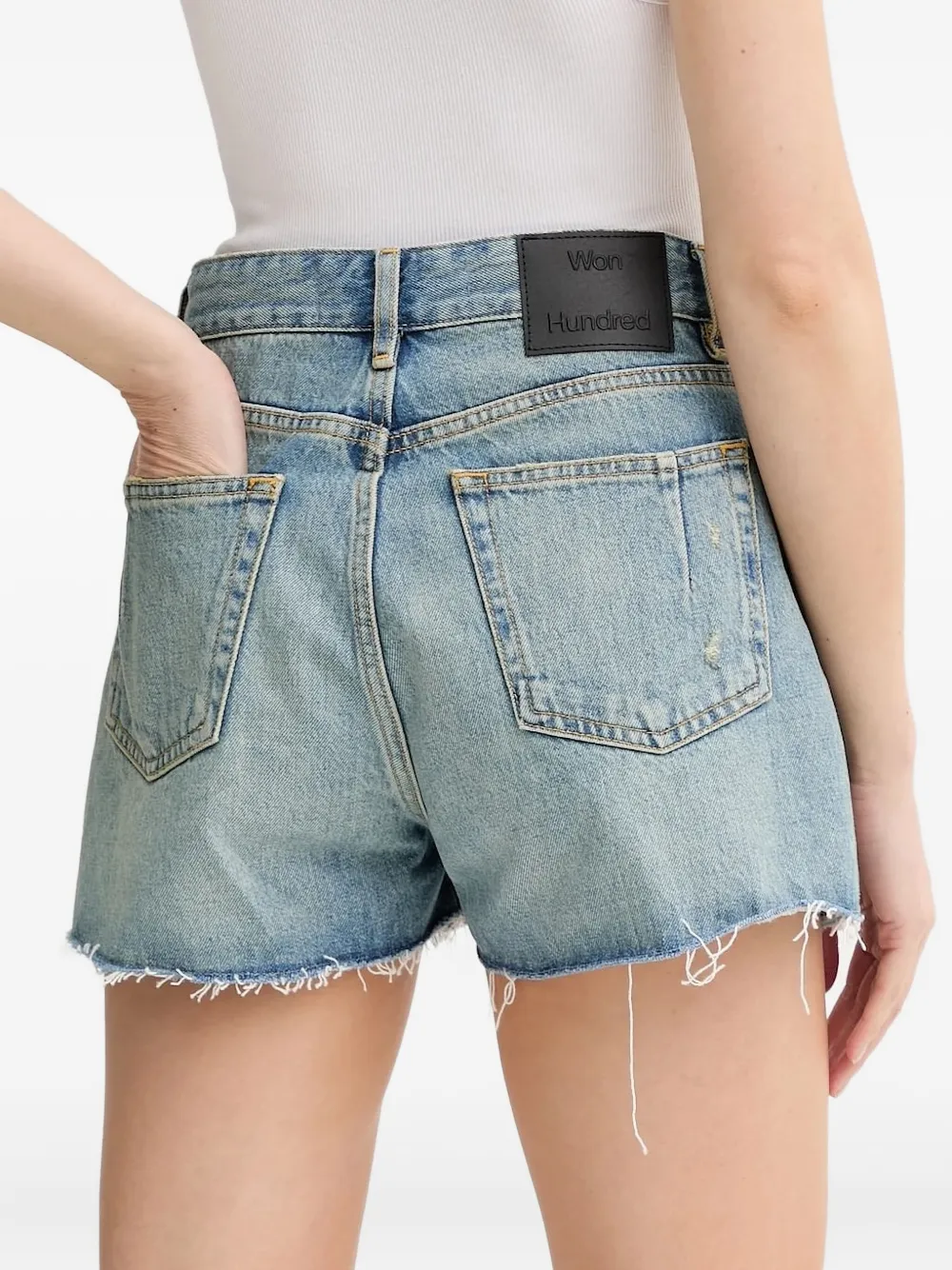 Won Hundred frayed-hem denim shorts Blauw