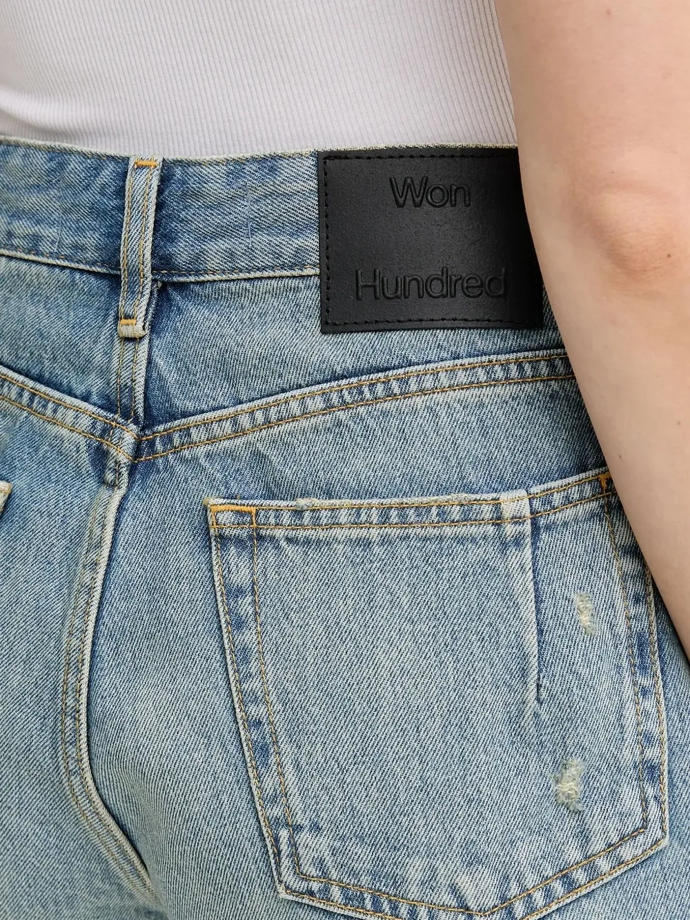 Won Hundred frayed-hem denim shorts Blauw