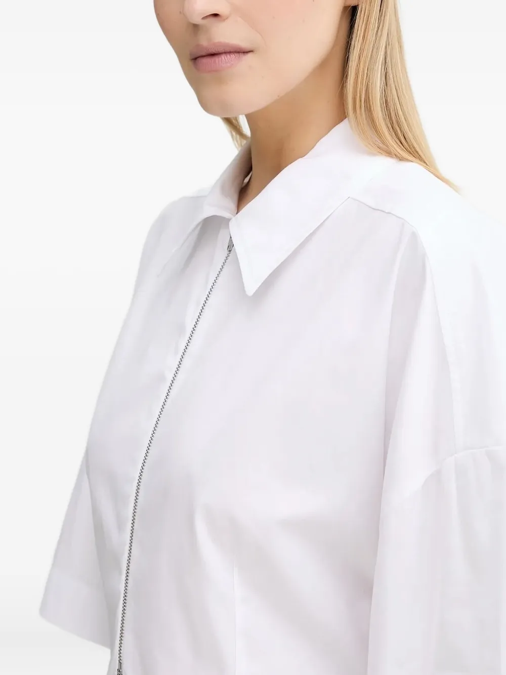 Won Hundred Zip-front Collared Shirt In White