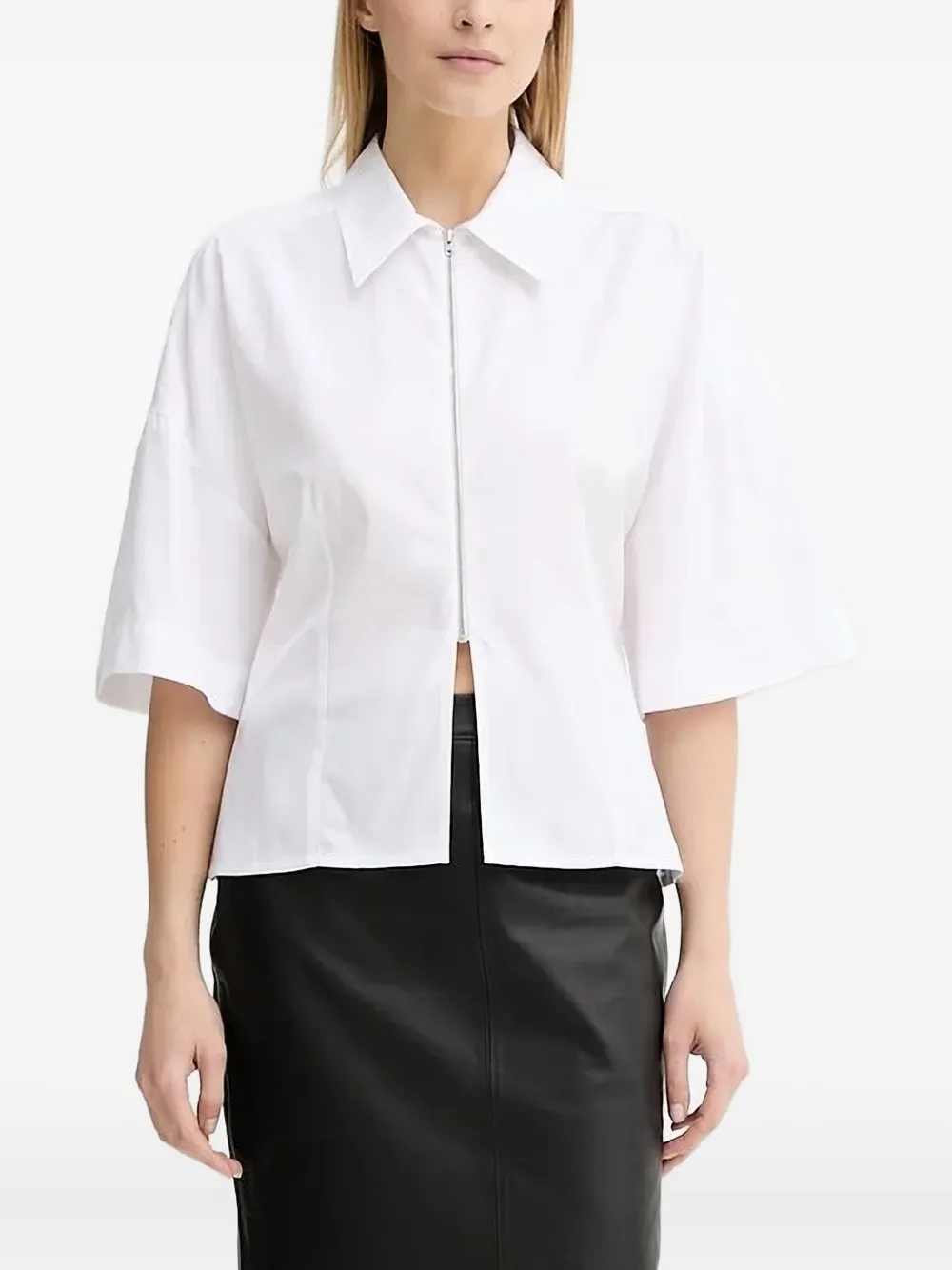 Won Hundred Zip-front Collared Shirt In White