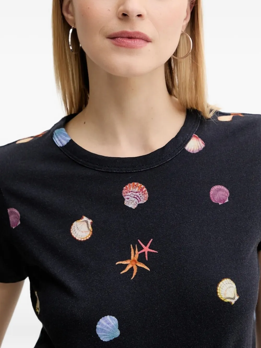 rag & bone seashell-print T-shirt Zwart