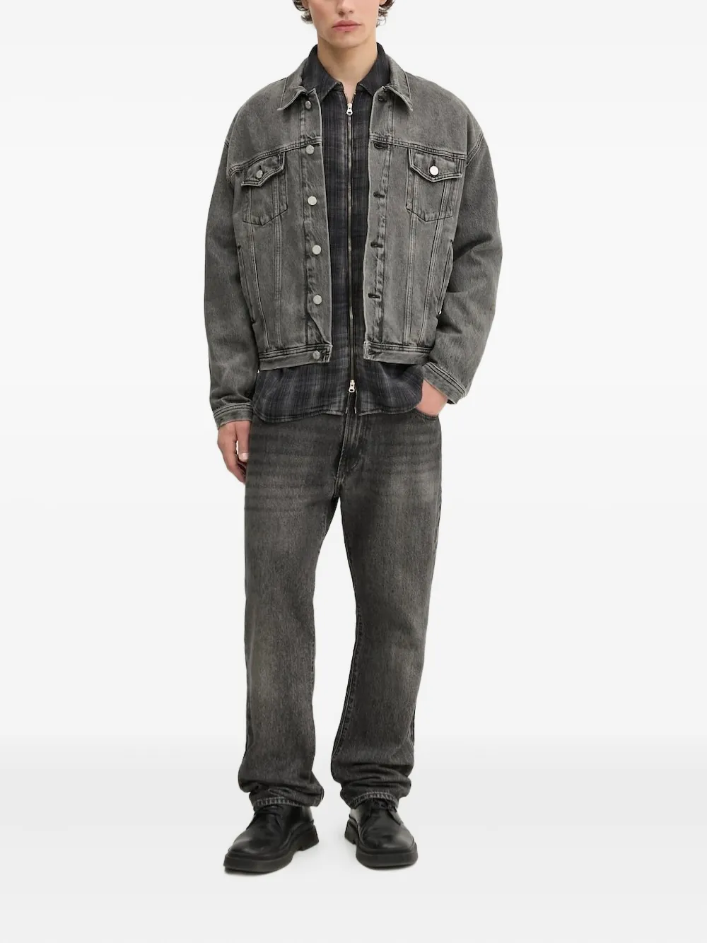 Won Hundred Liverpool denim jack met knoopsluiting Grijs