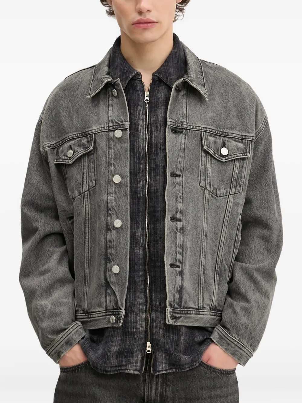 Won Hundred Liverpool denim jack met knoopsluiting Grijs