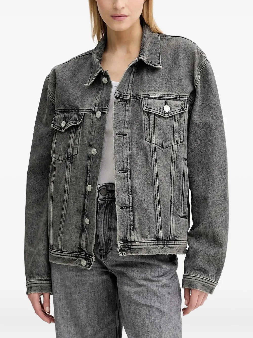 Won Hundred Liverpool denim jack met knoopsluiting Grijs