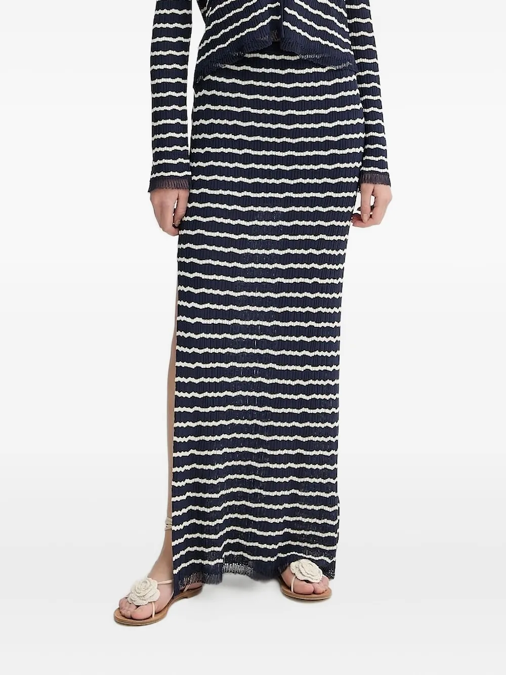 Rag & bone striped ribbed-knit skirt Blauw