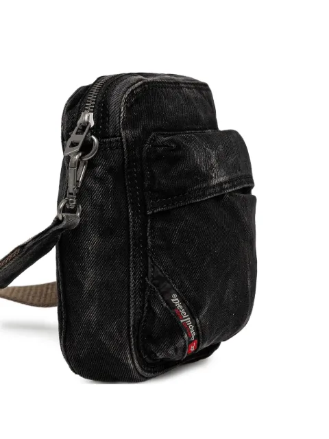 Diesel zip-fastening denim messenger bag