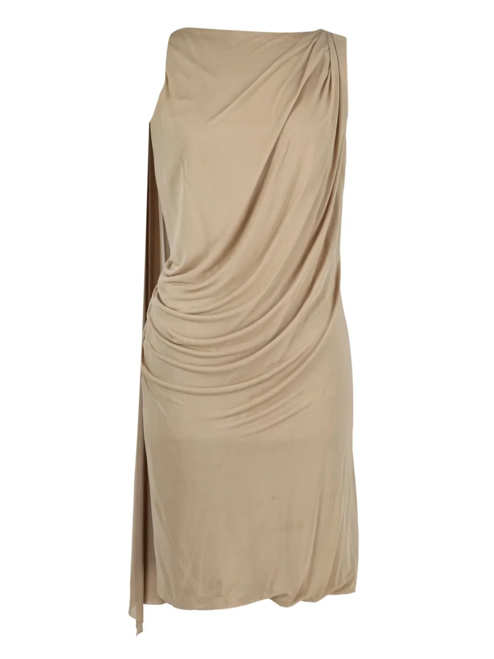 Versace Pre-Owned draped round-neck dress - ブラウン Versace Pre-Owned draped round-neck dress - ブラウン