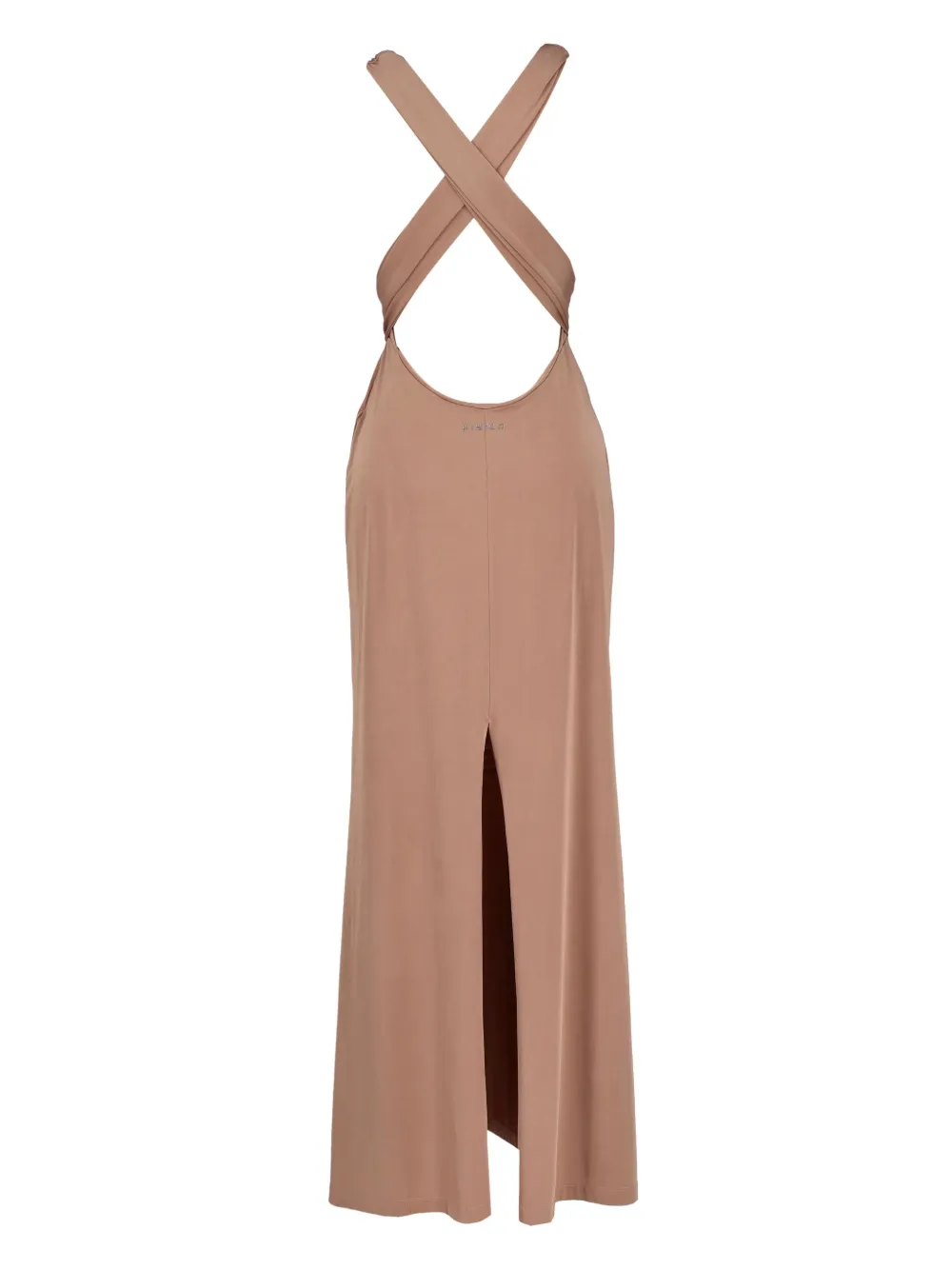 Vintage Maxi-jurk met gekruiste bandjes en V-hals - Beige