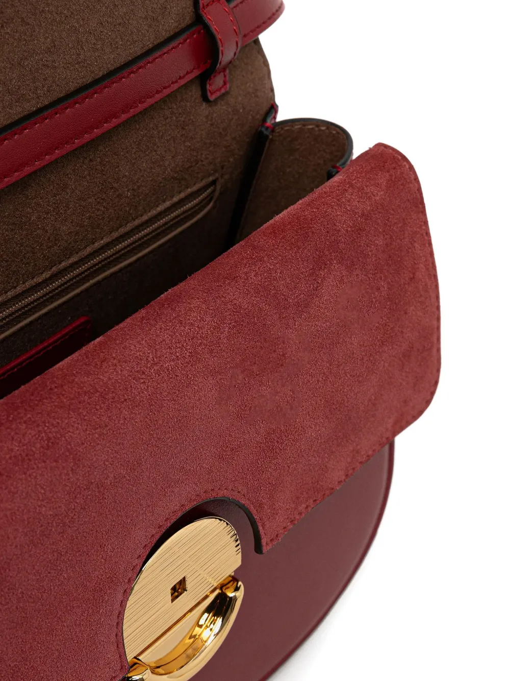 Furla Curved-flap Leather Shoulder Bag In Red