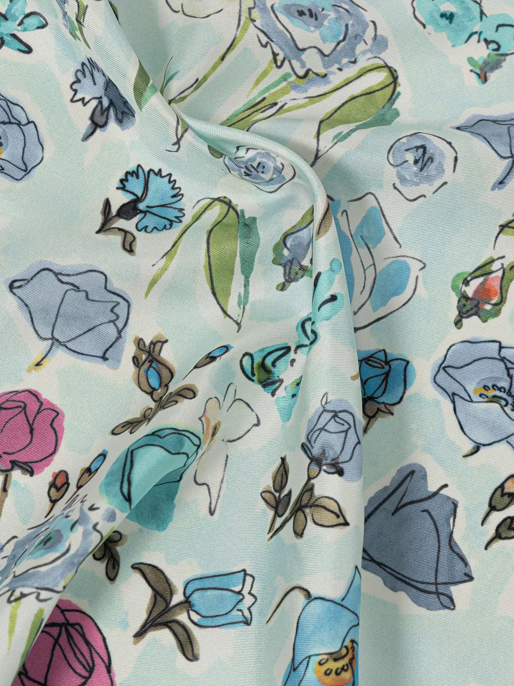 Furla floral-print scarf - Blauw