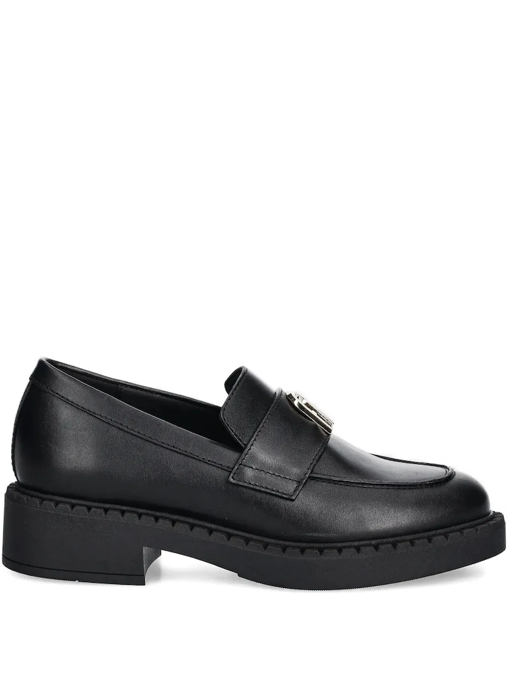 Furla metal-buckle leather loafers Black
