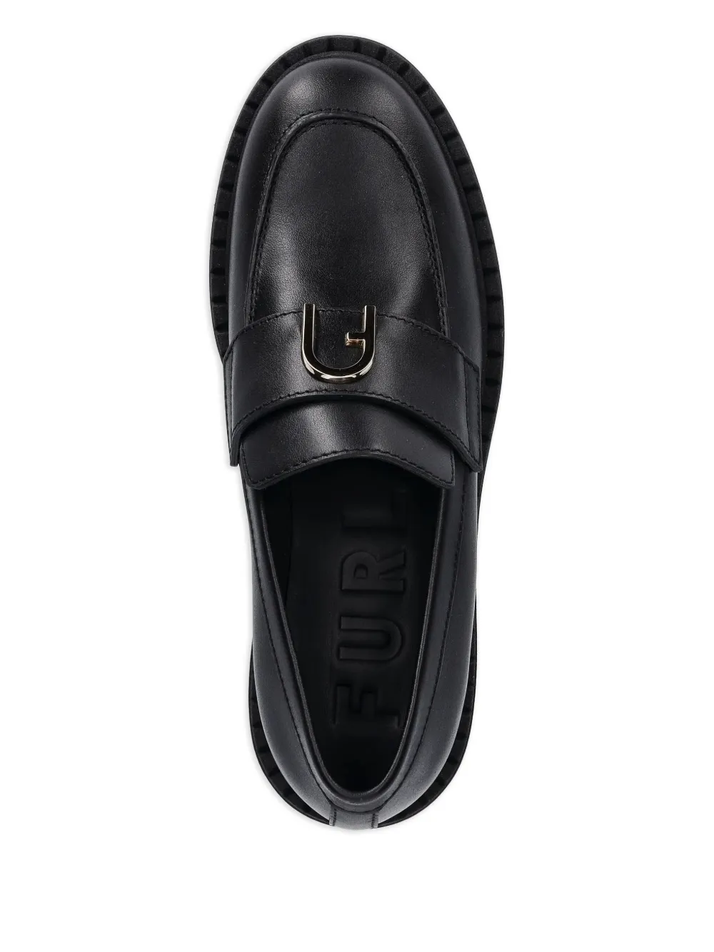Furla Leren loafers met metalen gesp - Zwart